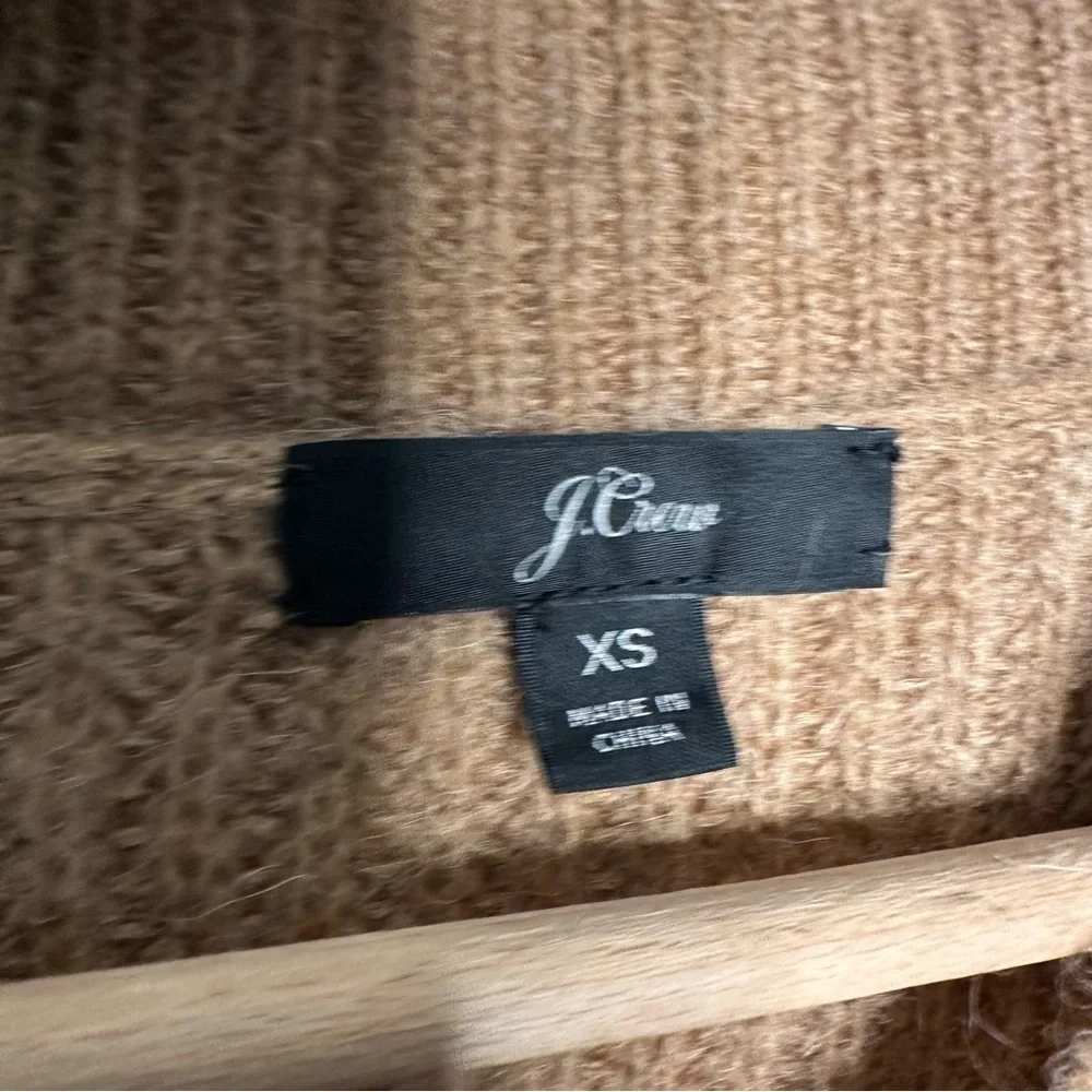 J. Crew | Alpaca Wool Camel Tan Ribbed Sweater with Beaded Frog Clasps Size XS